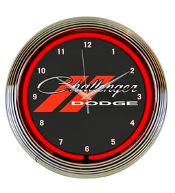 Awesome Neon DODGE CHALLENGER Man Cave Wall Clock