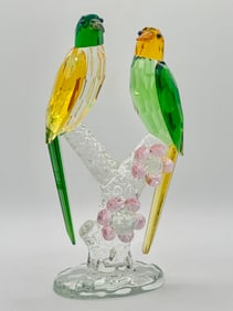 Swarovski style Austrian Crystal 12in Tall Perched Love Birds