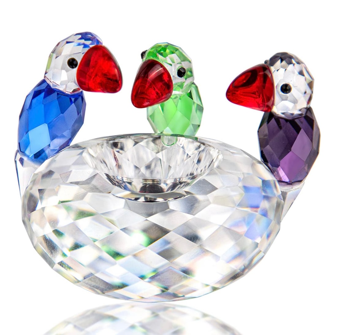 Swarovski style Austrian Colored Crystal Baby Parrakeets Nest: Beautiful Piece in Perfect Condition.