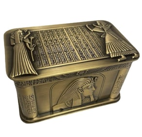 Ornate Bronze Tone Fully Embossed Egyptian Keepsake Treasure Box