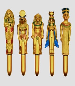 Ornate 5 Piece Egyptian Pharaohs Ballpoint Pen Set