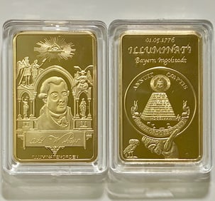 1oz Masonic-Freemason Seeing Eye .999 Gold Clad Bar