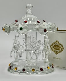 Vintage GODINGER Crystal Carousel Horse with Original Box