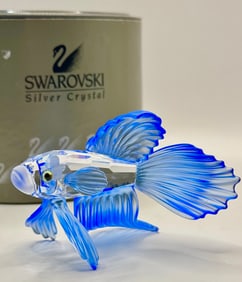 Gorgeous Signed SWAROVSKI Crystal Fighting Fish with Original Box