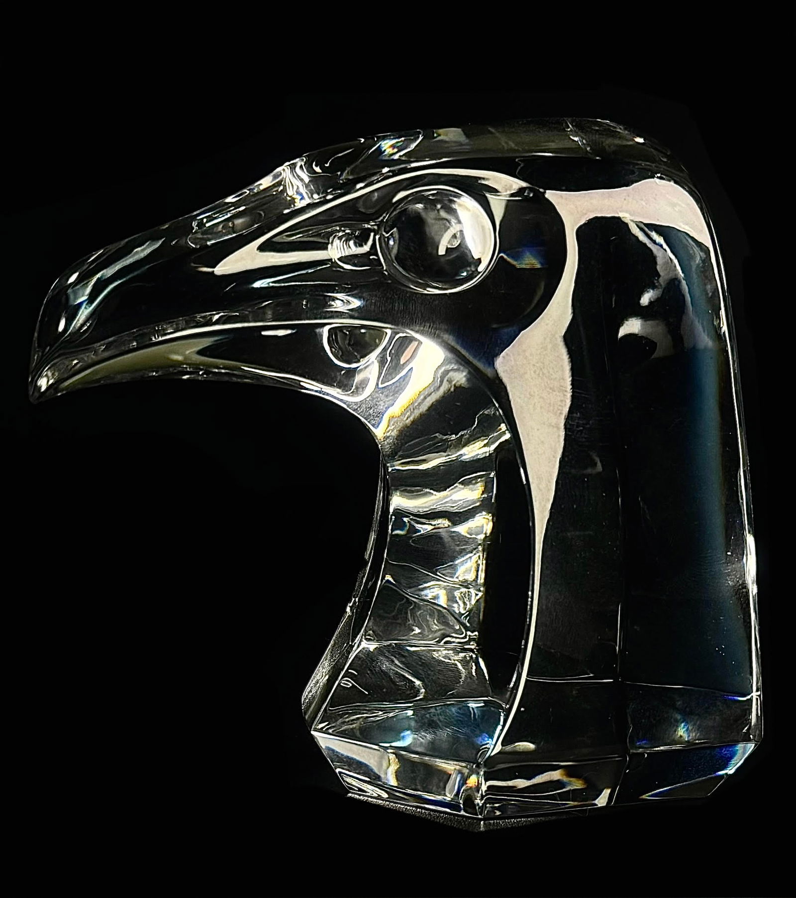 Awesome BACCARAT France Crystal Falcon Head Figurine (1 of 3)