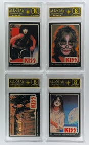Lot of 4 Original Graded EX+ 1978 KISS Trading Cards