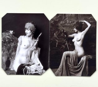Lot of 2 Art Nouveau Cathouse Lineup Tin Type Photographs