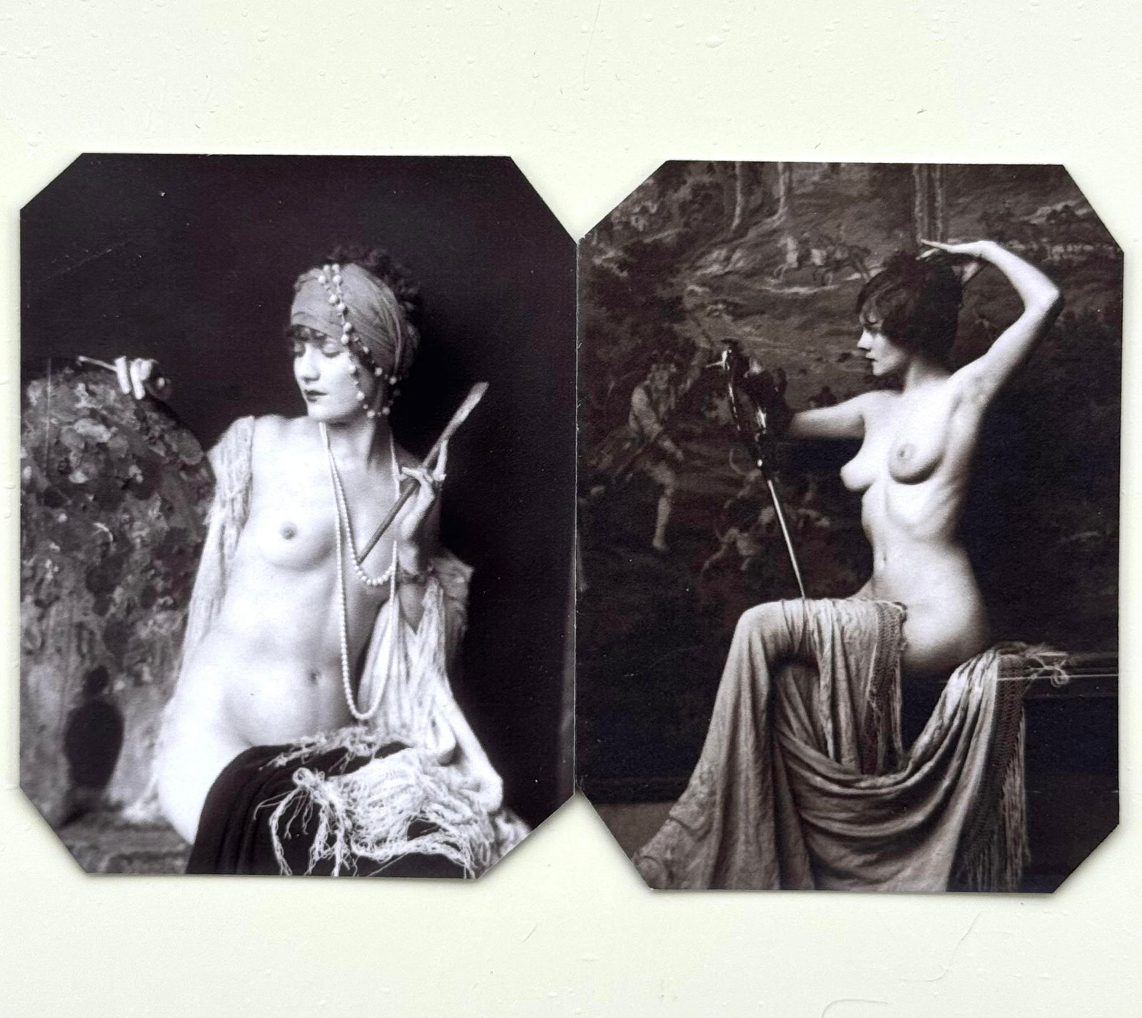 Lot of 2 Art Nouveau Cathouse Lineup Tin Type Photographs (1 of 1)