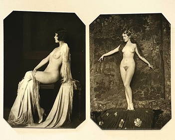 Lot of 2 Art Nouveau Cathouse Lineup Tin Type Photographs (1 of 1)