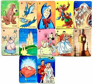 Lot of 12 Rare 1950s Walt Disney CINDERELLA Trading Playing Cards