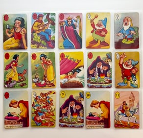 Lot of 15 Rare 1950s Walt Disney SNOW WHITE Trading Playing Cards