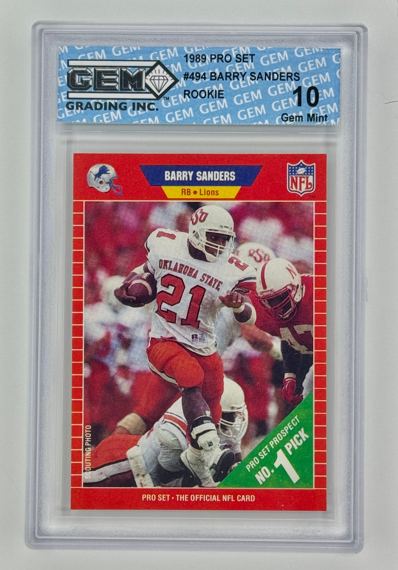 Gem Mint 10 BARRY SANDERS Rookie Football Card (1 of 2)