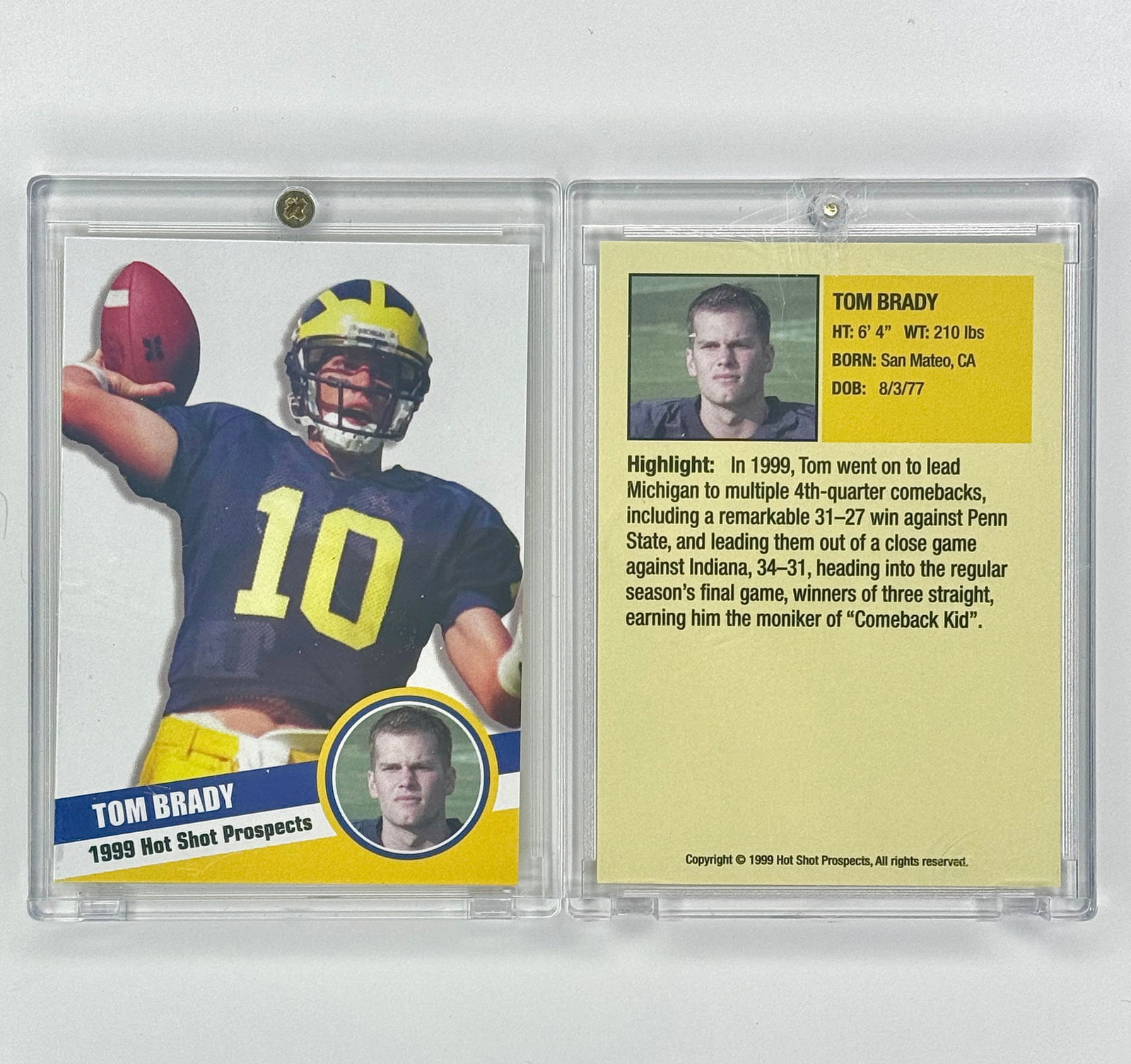 Rare TOM BRADY Michigan Wolverines Rookie Flashback Football Card (1 of 1)