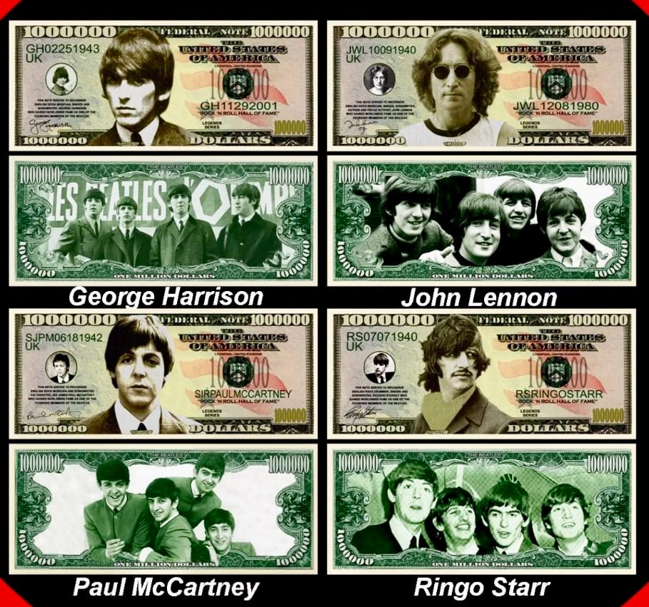 Lot of 4 The BEATLES Collectible Currency Funny Money (1 of 1)