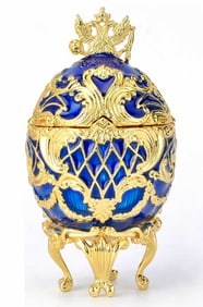 FABERGE St. Petersburgh Russia Enameled and Studded Egg