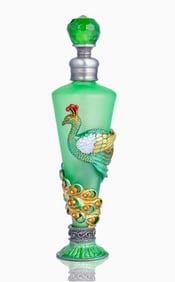 Gorgeous Jeweled and Enameled Peacock Perfume Bottle