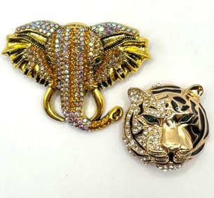 Lot of 2 Beautiful Pieces of Studded Fashion Jewelry Brooches