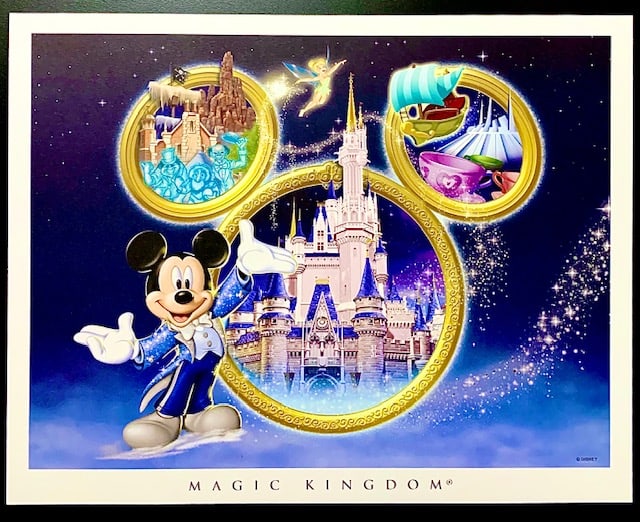 Walt Disney MAGIC KINGDOM Artist Approved Lithograph: 11 x14 / Beautiful Artist Approved/Limited Edition Art Lithograph