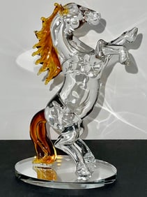 Gorgeous French Amber-Clear Crystal Bucking Horse