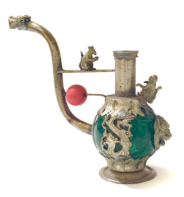 Chinese Folk Art Handmade Tibetan Jade Opium Pipe: Very Cool Piece / Well-Made / Multiple Photos Posted