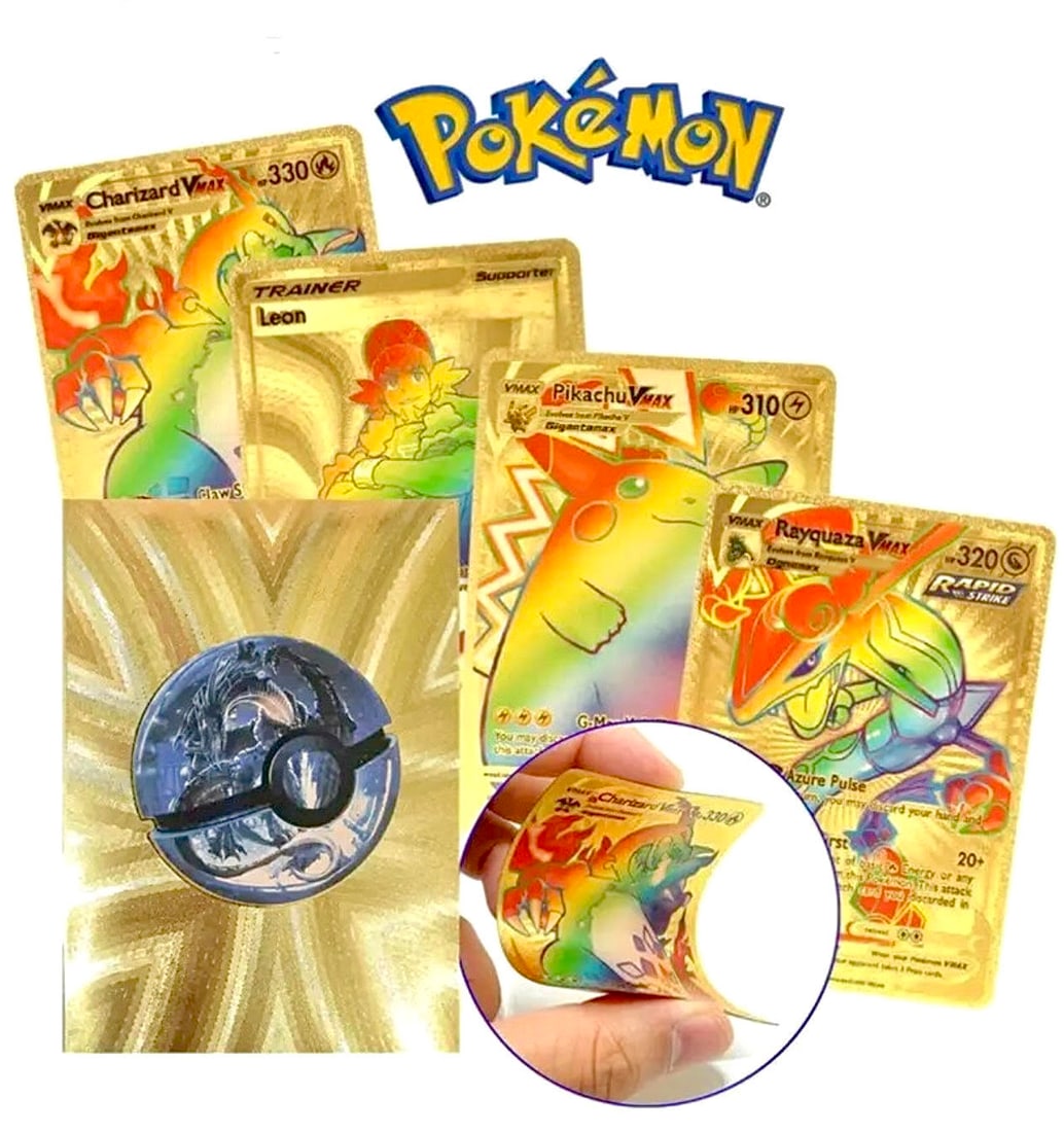 Rare Set of GOLD Plated POKEMON Cards in Original Box: These are Near indestructible Plastic Cards with a Gold Finish and can only be appreciated by handling them – They are an Awesome Must have for any POKEMON Collector