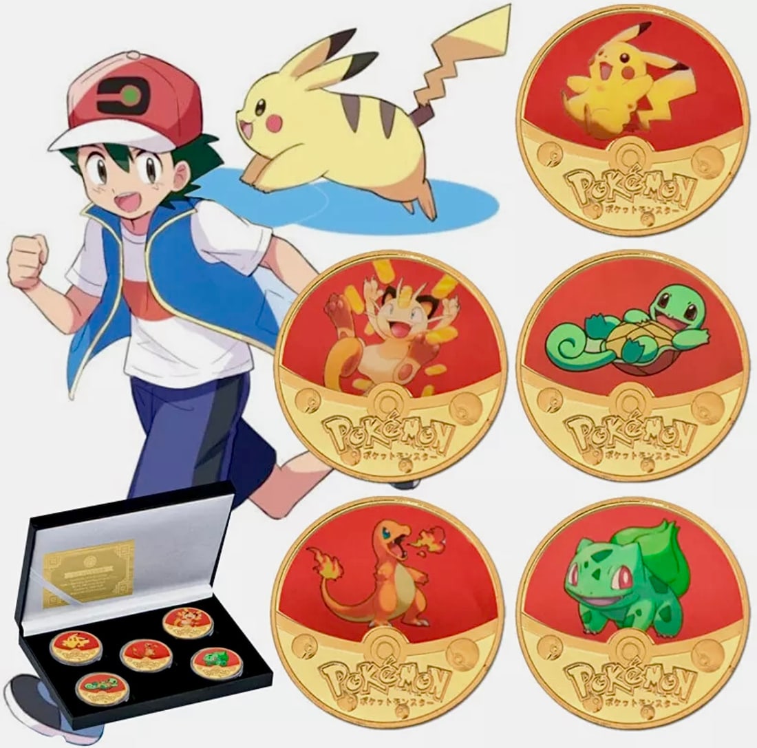 POKEMON Boxed Clad Gold Collector Coin Set with COA: Hard to Find / Multiple Photos Posted