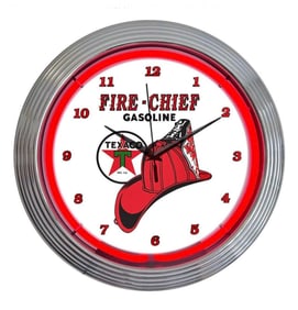Awesome Neon TEXCAO FIRE CHIEF Man Cave Wall Clock