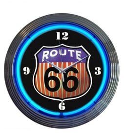 Awesome Neon ROUTE 66 Man Cave Wall Clock