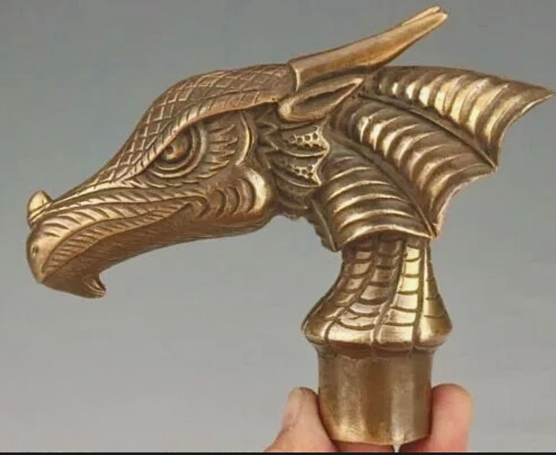 Extremely Cool Vintage Bronze/Brass Dragon Cane Handle (1 of 3)