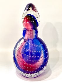 DALE TIFFANY Controlled Bubble Art Glass Perfume Bottle with Original Box