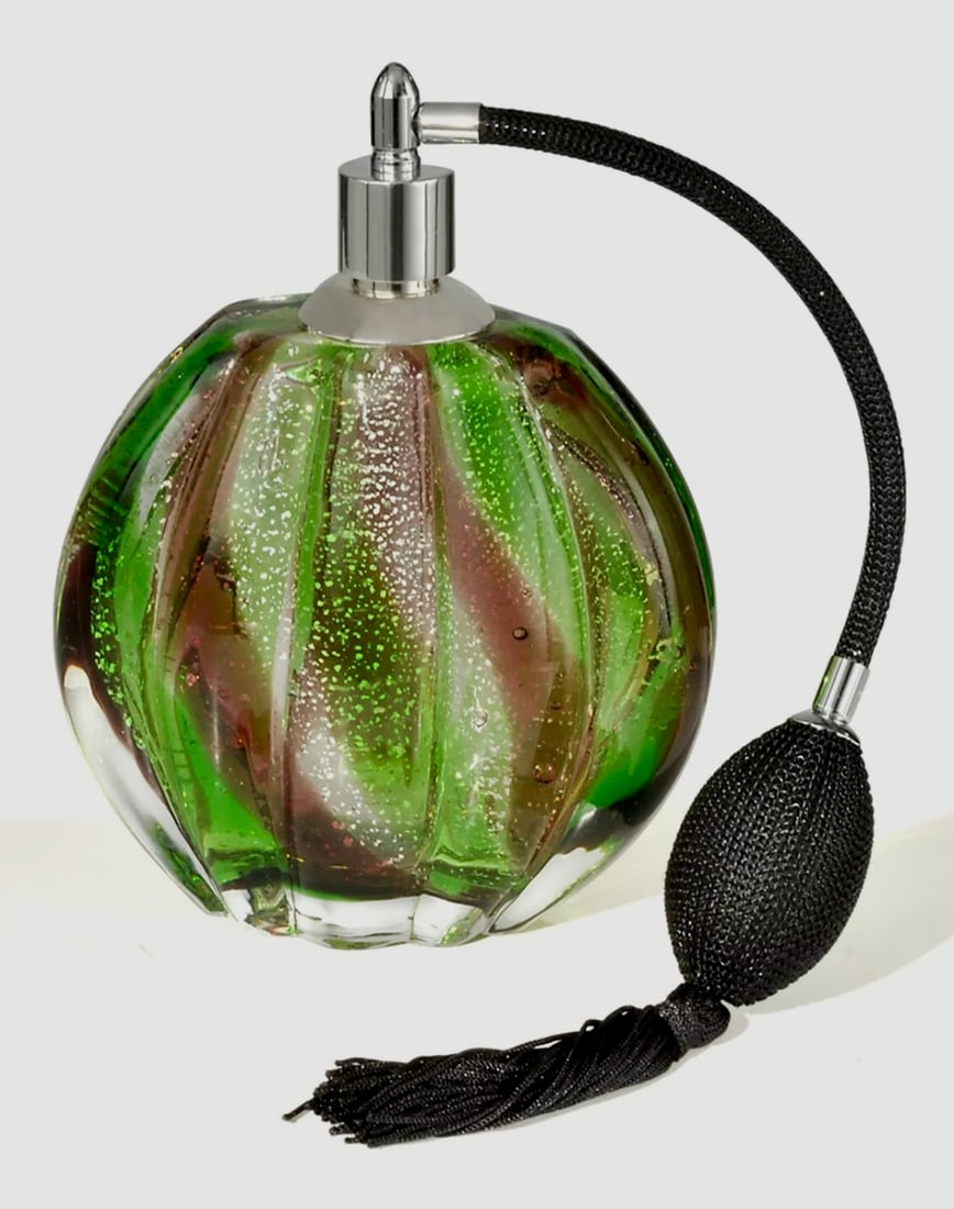 DALE TIFFANY Art Glass Atomizer Perfume Bottle with Original Box: Beautiful Piece / Very Heavy / Amazing Color Combination / Like New / Comes in Original Box