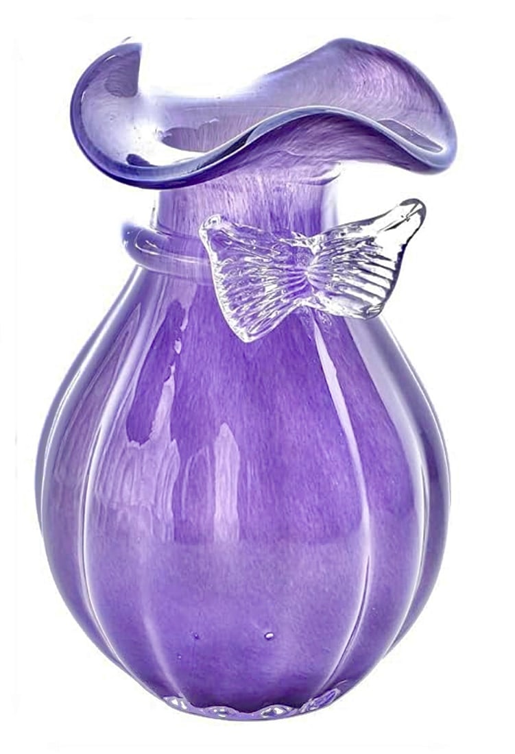 Elegant MURANO Style Blown Art Glass Vase: Beautiful Colors – Perfect Condition - Approximately 8 Inches Tall – Flowers Not Included