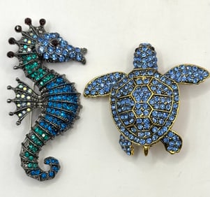 Lot of 2 Beautiful Pieces of Studded Fashion Jewelry Brooches
