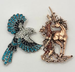 Lot of 2 Beautiful Pieces of Studded Fashion Jewelry Brooches