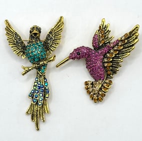 Lot of 2 Beautiful Pieces of Studded Fashion Jewelry Brooches