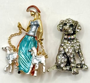 Lot of 2 Beautiful Pieces of Studded Fashion Jewelry Brooches