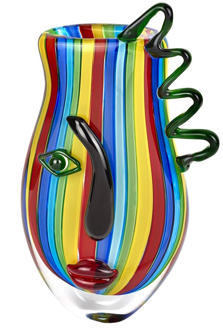 Breathtaking Picasso Inspired Handcrafted MURANO Art Glass Vase: Stands Approximately 12 inches Tall. It was kept boxed up in a storage unit and is in perfect condition. Photos were taken by professional photographers under specific lighting.