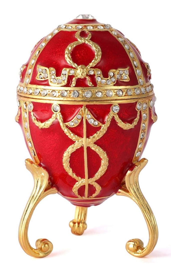 FABERGE inspired St. Petersburgh Russian Jeweled and Enameled Egg: This is a Beautiful Jeweled & Enameled Russian Faberge Inspired Egg - It is in Never Displayed Condition – Multiple Photos Posted