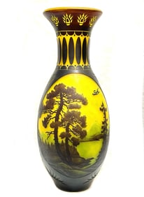 Beautiful Signed GALLE Carved Cameo 16 Inch Tall Art Glass Vase