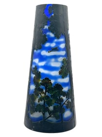 Gorgeous Signed GALLE Carved Cameo 16 Inch Tall Art Glass Vase