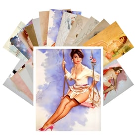 Lot of 24 Risque Calendar Pin Up Girl Collector Postcards