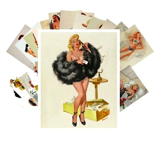 Lot of 24 Risque Calendar Pin Up Girl Collector Postcards