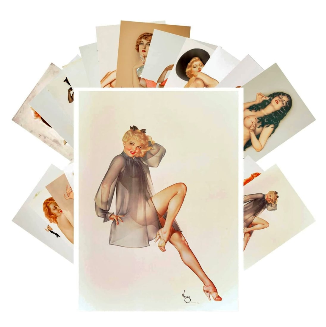 Lot of 24 Risque ALBERTO VARGAS Pin Up Girl Collector Postcards (1 of 2)
