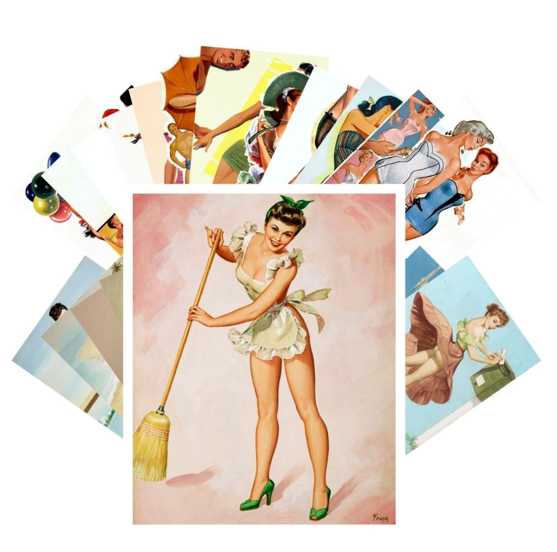 Lot of 24 Risque Calendar Pin Up Girl Collector Postcards: Mint Condition – Multiple Photos Posted