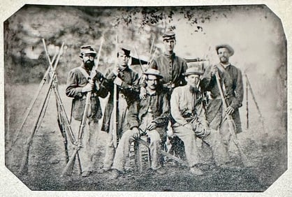 Civil War Armed Soldiers Tin Type Photograph