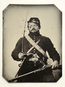 Civil War Armed Soldier Tin Type Photograph