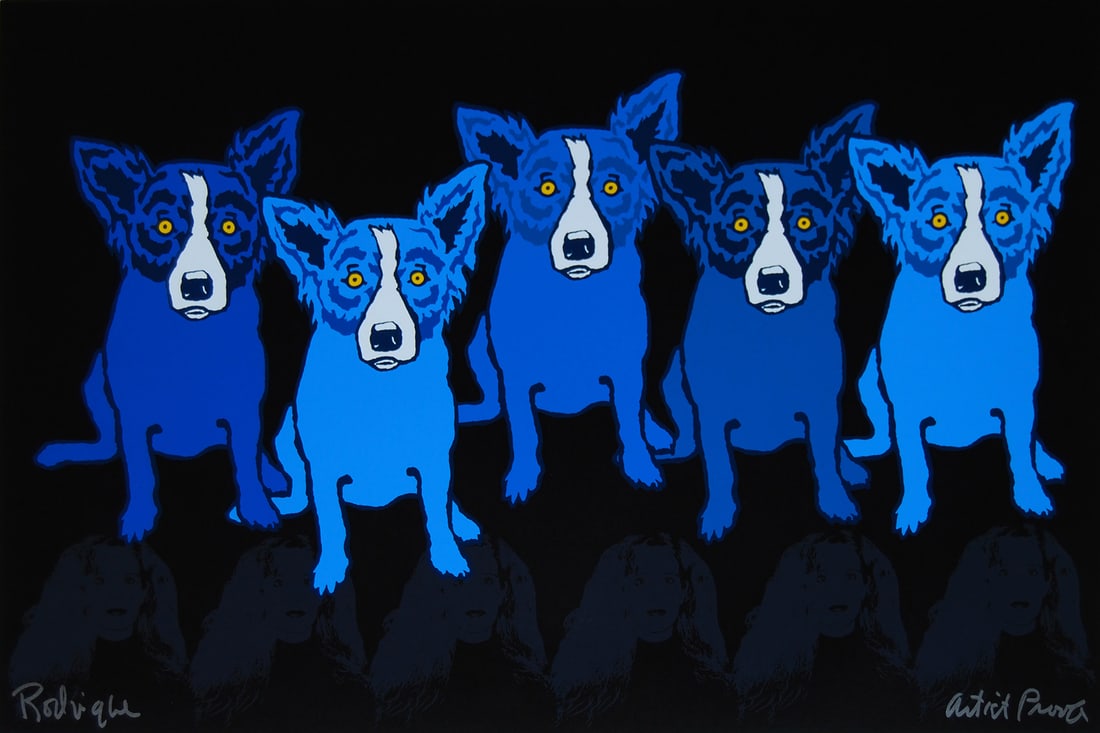 RODRIGUE Blue Dog Decorative Art Print on Canvas 16 x 24 (1 of 1)