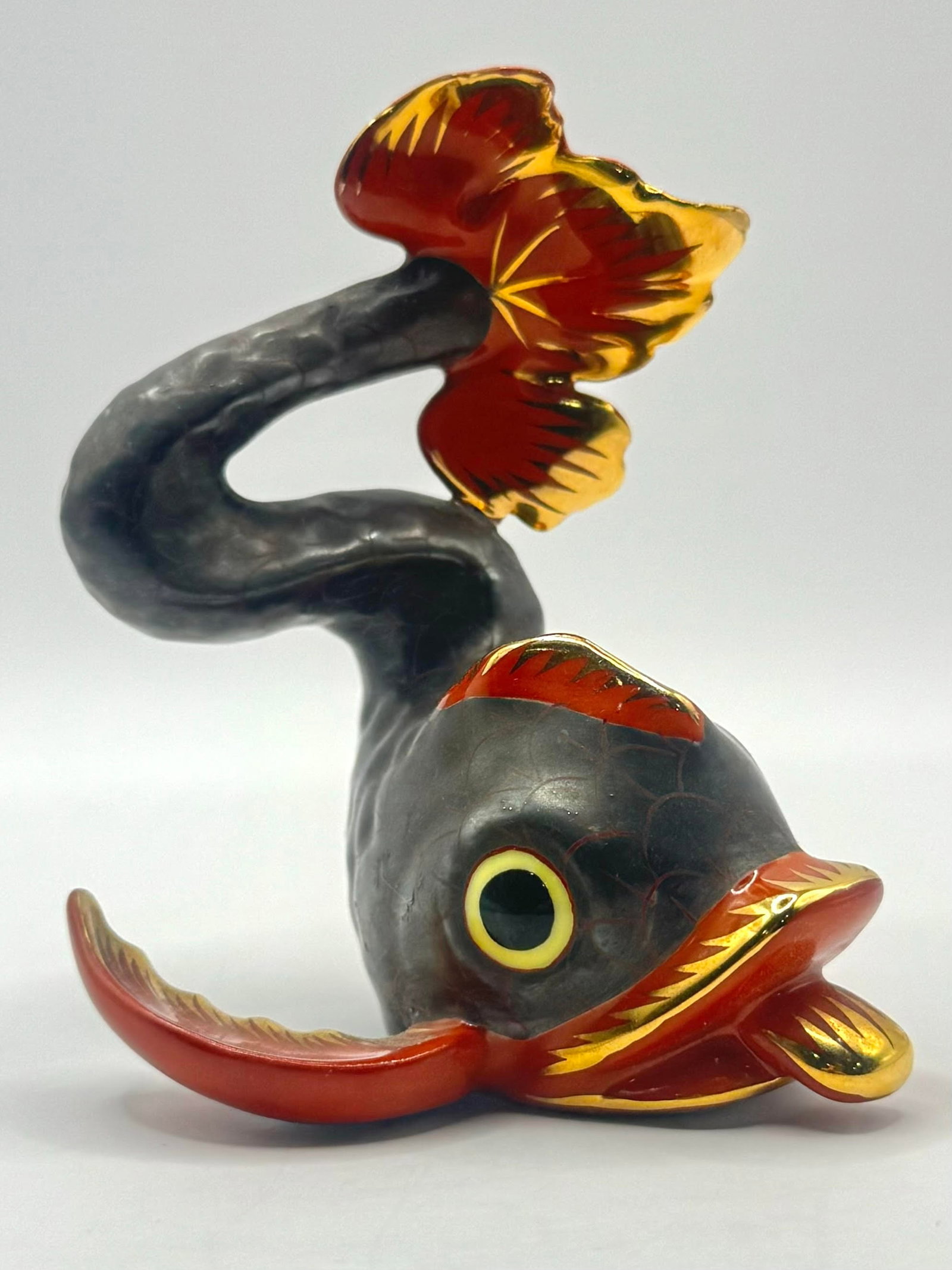 Rare HEREND Hungary Hand Painted Koi Fish Figurine: Hard to Find Piece – Beautiful Condition – Multiple Photos Posted