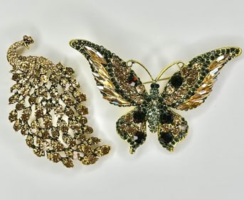 Lot of 2 Beautiful Pieces of Studded Fashion Jewelry Brooches