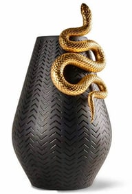 Rare LLADRO Museum Quality Porcelain 16 Inch Snakes Vase in Original Box